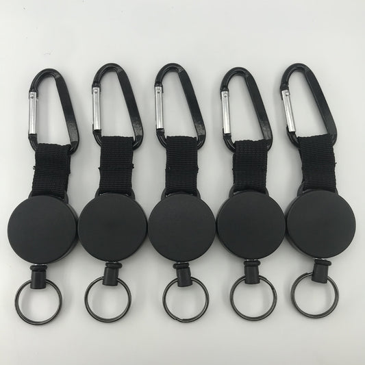 Round Retractable Key Holder with Carabiner Clip
