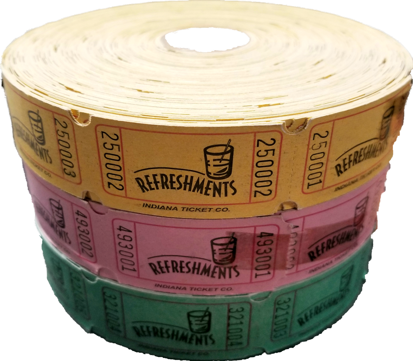 Coloured Refreshment Ticket Rolls