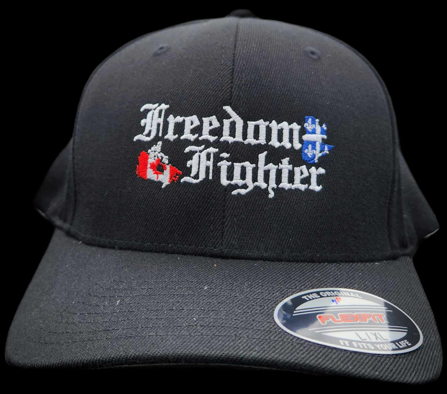 Black Hat with White Freedom Fighter Letter Embroidery