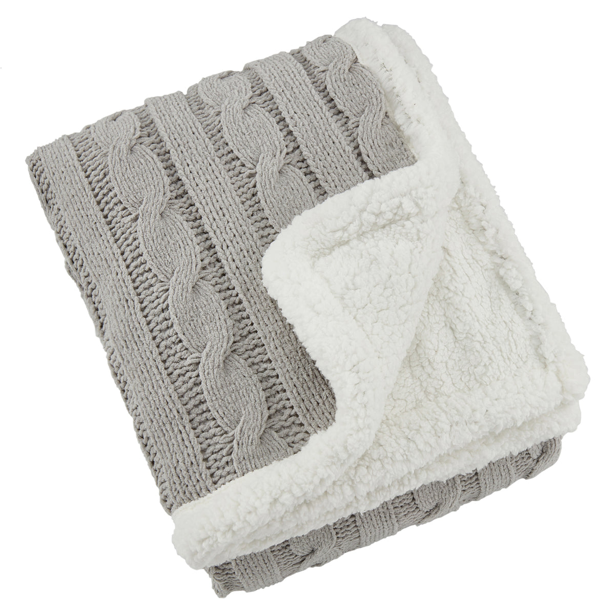 Cable Knit Chenille Sherpa Throw, 50x60