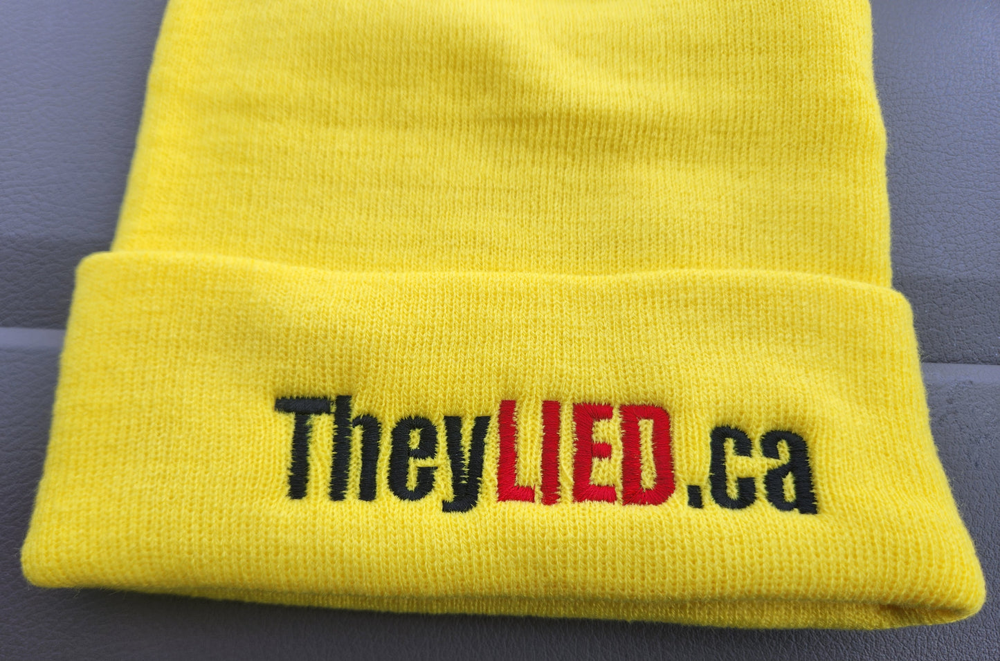 Yellow Toque with THEY LIED Embroidery (CUSTOM ORDER)