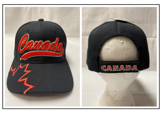 BALL CAP: Canada red embroidery on black cap
