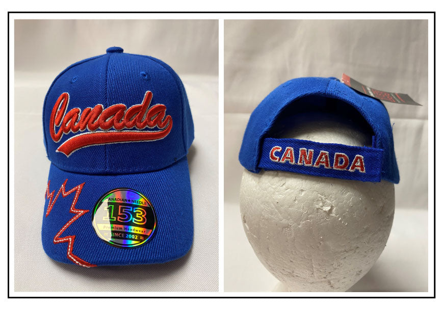 BALL CAP: Royal blue cap with red embroidered Canada lettering