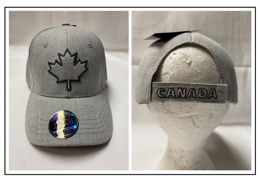 BALL CAP: CANADA MAPLE LEAF silver grey embroidery on silver grey cap