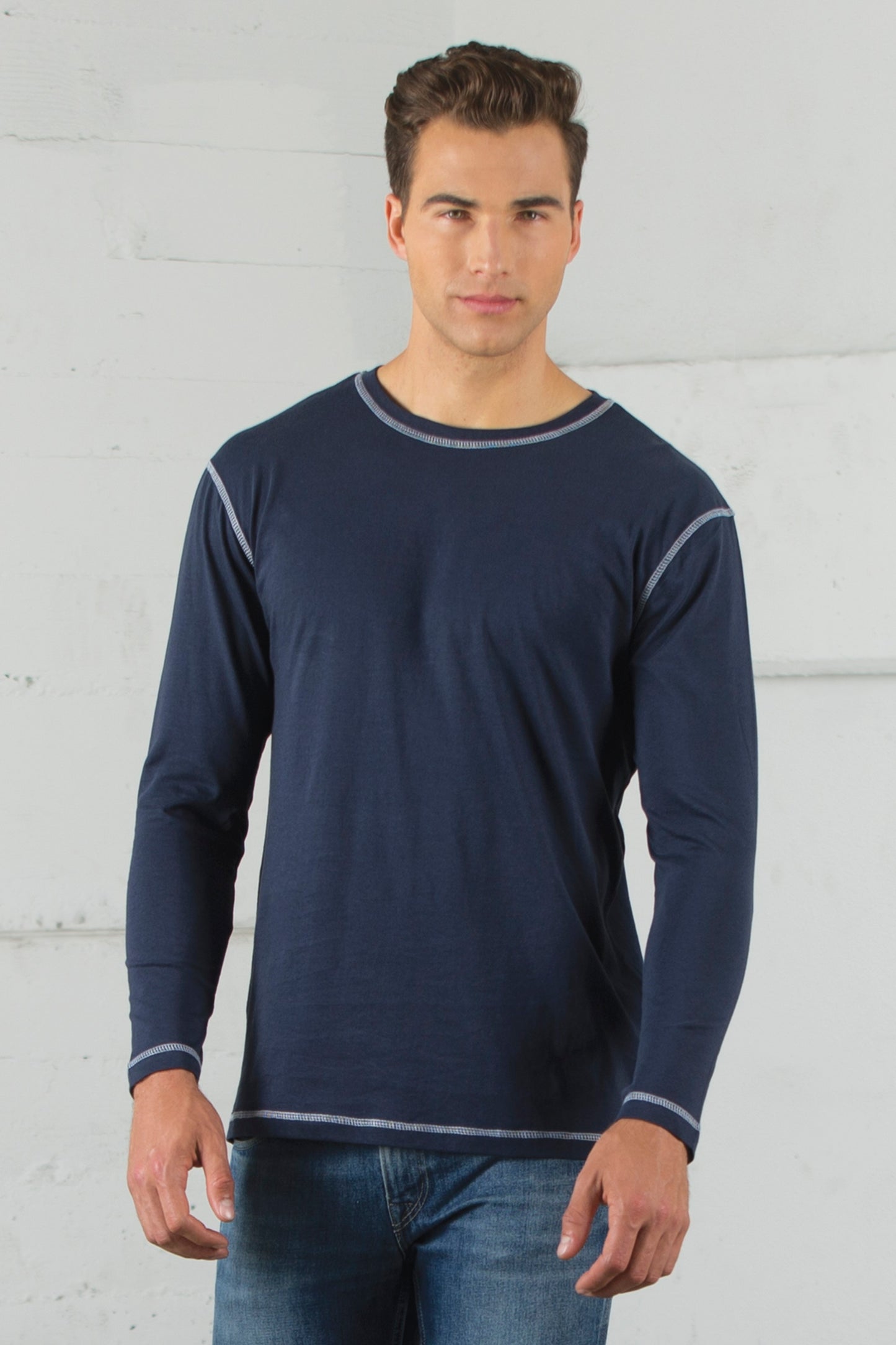 ATC™ EUROSPUN® RING SPUN CONTRAST STITCH LONG SLEEVE TEE. ATC0821